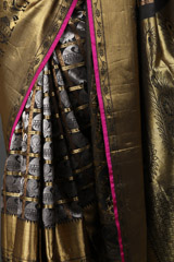 Grey And Golden Silk SareeIMG_7688