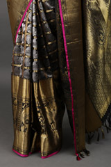 Grey And Golden Silk SareeIMG_7689