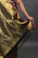 Grey And Golden Silk SareeIMG_7695