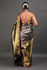 Grey And Golden Silk SareeIMG_7696