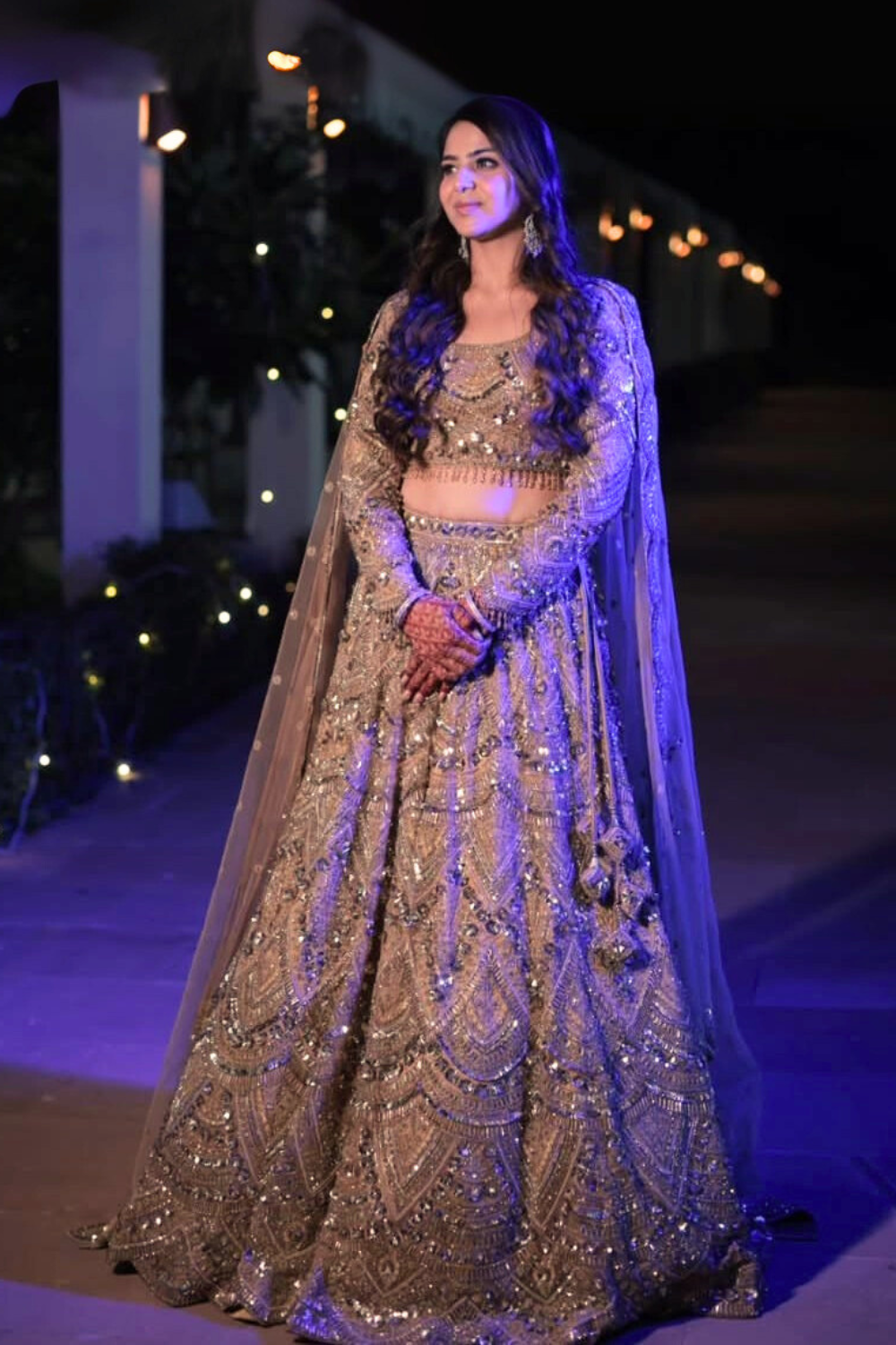 Golden Beige Lehenga With Silver Sequins Embellishment1