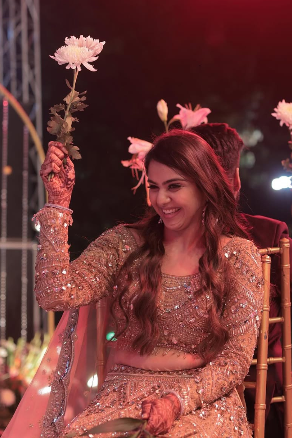 Golden Beige Lehenga With Silver Sequins Embellishment3