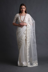 Off White Silk Gauze Saree