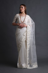 Off White Silk Gauze SareeIMG_3953