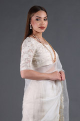 Off White Silk Gauze SareeIMG_3962