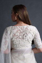 Off White Silk Gauze SareeIMG_3965