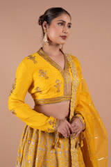 Yellow Chanderi Handloom LehengaDSC07876