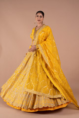 Yellow Chanderi Handloom LehengaDSC07881