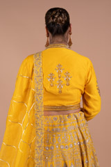 Yellow Chanderi Handloom LehengaDSC07885