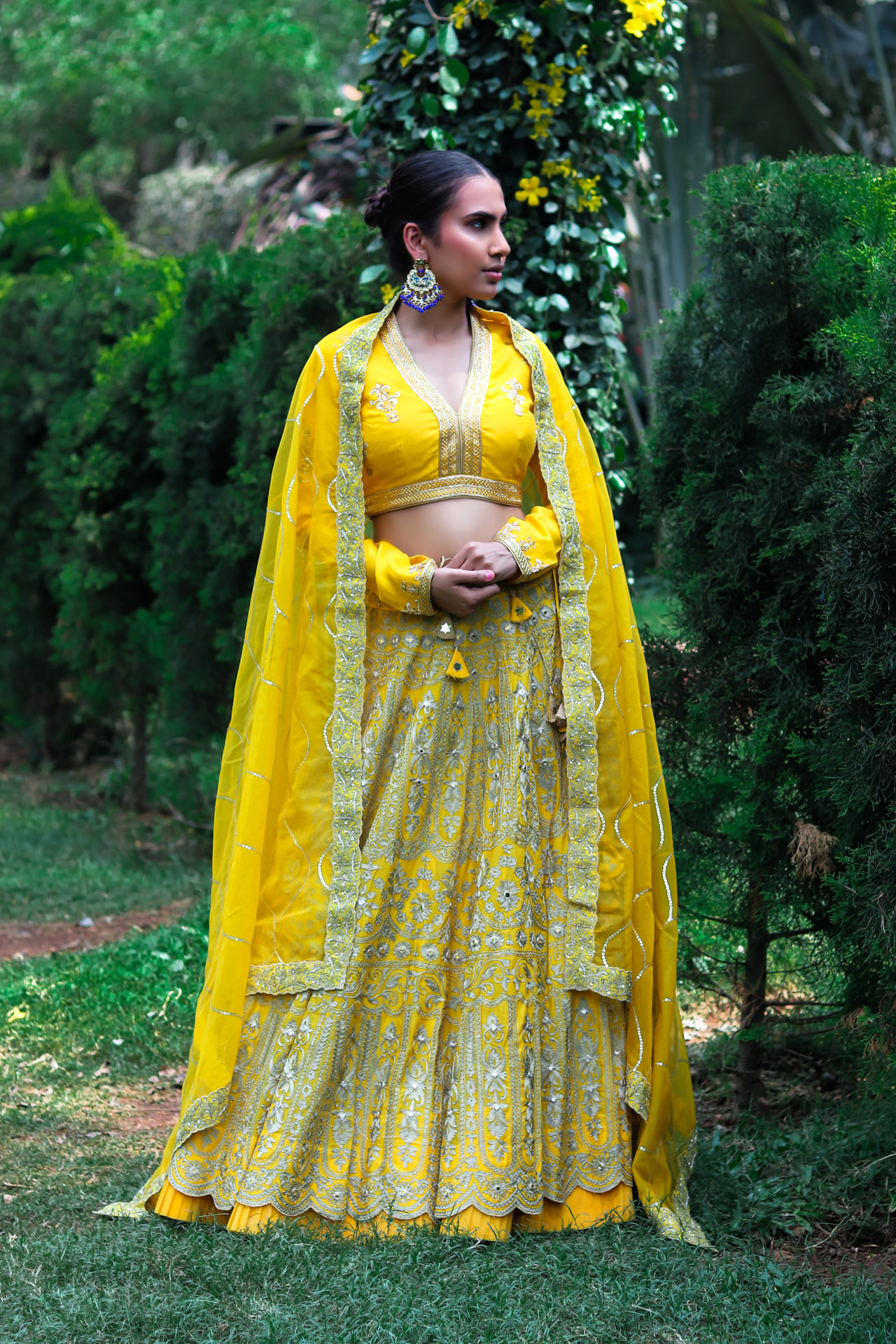 YELLOW CHANDERI HANDLOOM LEHENGA