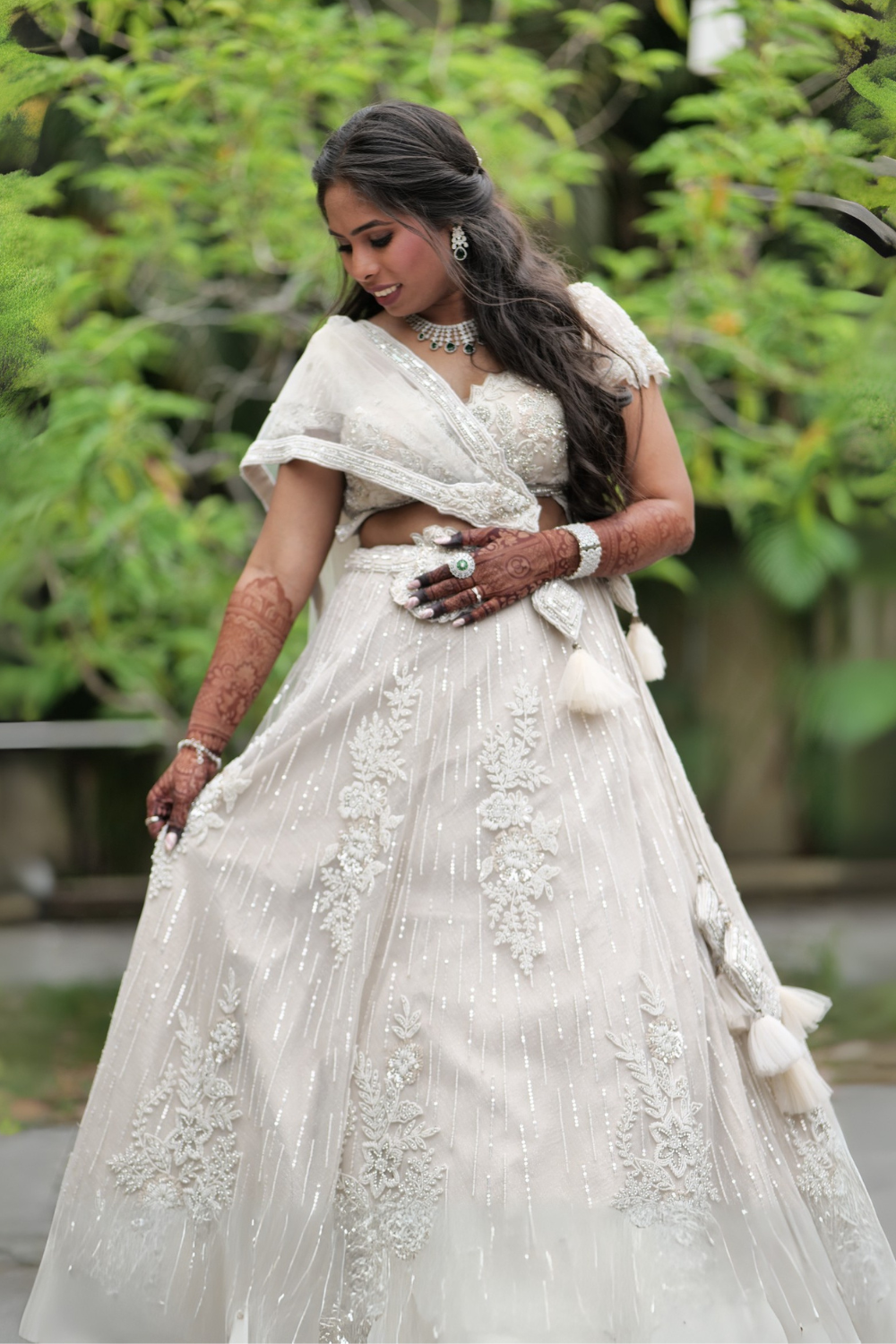 Silver Grey Lehenga With Sequins And Thread Work Embellishment2