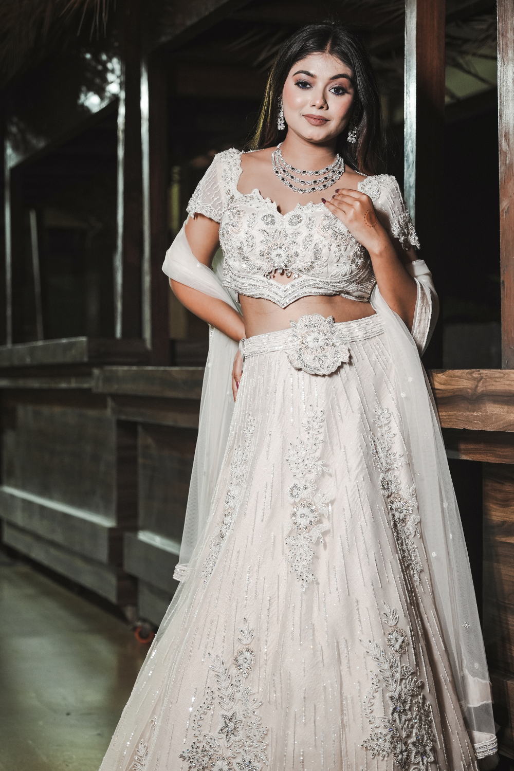 Silver Grey Lehenga With Sequins And Thread Work Embellishment4
