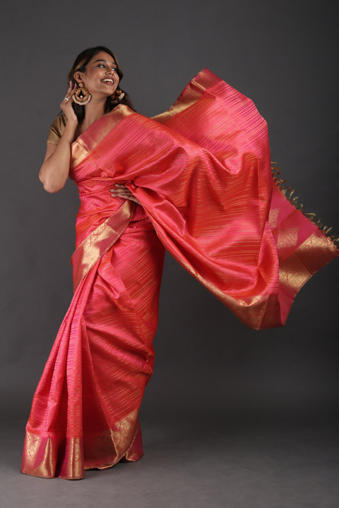 Pink Zari Saree