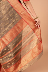 Grey Silk Saree With Red BorderDSC00225