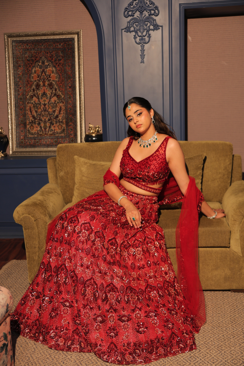 Maroon Lehenga With Heavy Sequins Bead Work Embellishment