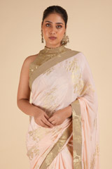 Salmon Crepe Saree SetDSC00930