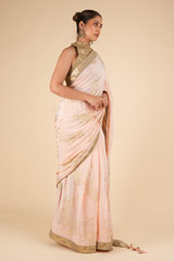 Salmon Crepe Saree SetDSC00933