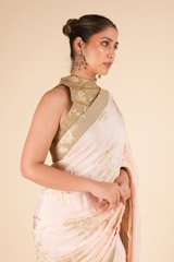 Salmon Crepe Saree SetDSC00934