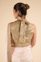 Salmon Crepe Saree SetDSC00938