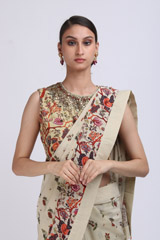 Cream Antique Printed SareeIMG_9988