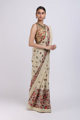 Cream Antique Printed SareeIMG_9993