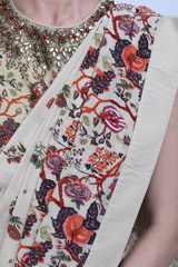 Cream Antique Printed SareeIMG_9995