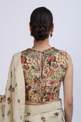 Cream Antique Printed SareeIMG_9996