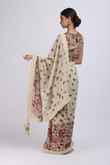 Cream Antique Printed SareeIMG_9998