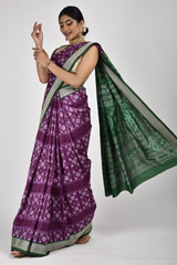 Magenta Ikat Silk Saree