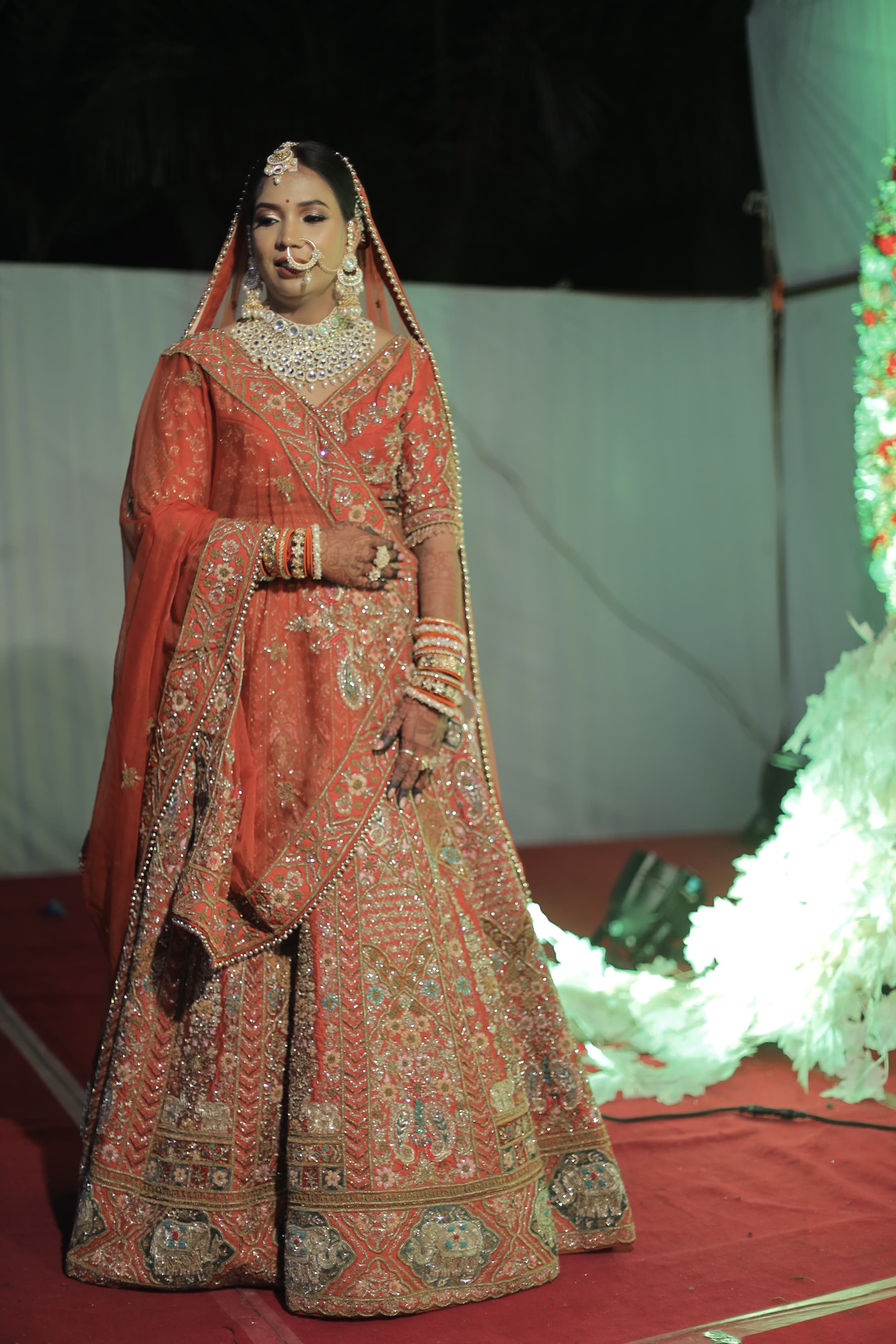 Rust Orange Bridal Lehenga With Heavy Embellishment