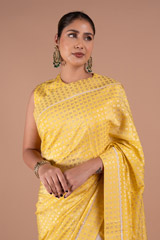 Yellow Foil Printed Crepe Saree SetDSC07998