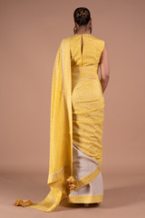 Yellow Foil Printed Crepe Saree SetDSC08003