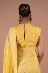 Yellow Foil Printed Crepe Saree SetDSC08004