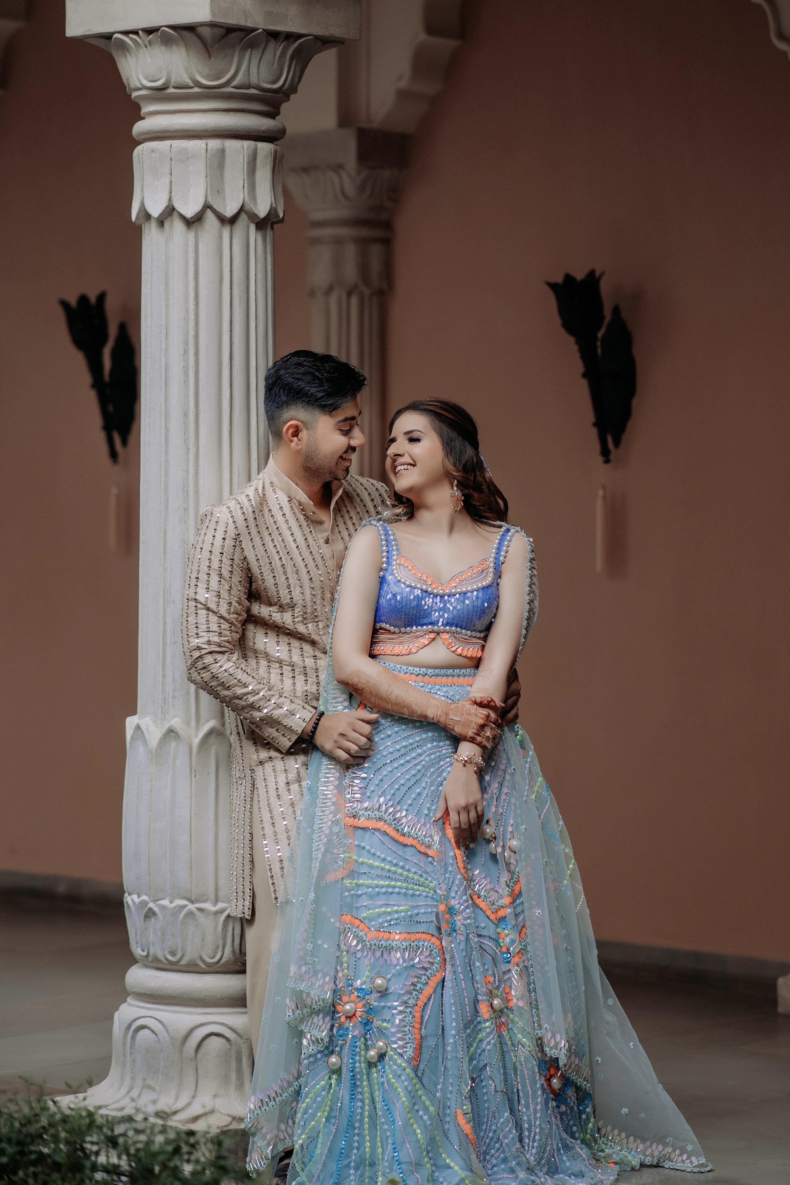 Sea Blue Ethereal Lehenga With Pearls And Beads Embellishment1