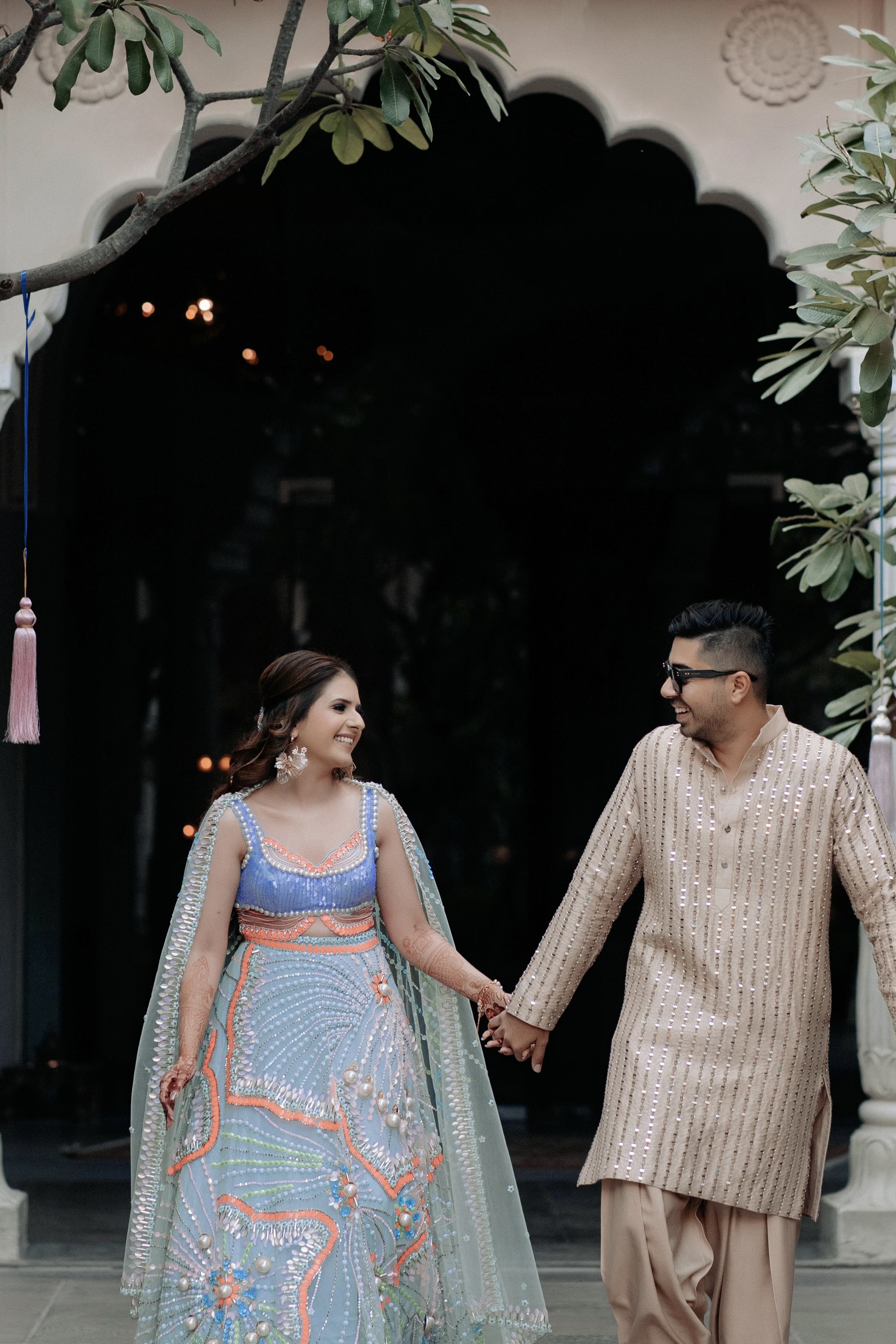 Sea Blue Ethereal Lehenga With Pearls And Beads Embellishment7