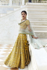 Yellow Zari Embroidered Lehenga Dupatta Set