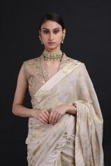 Cream Chiffon Printed SareeIMG_0005