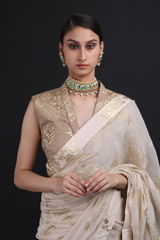 Cream Chiffon Printed SareeIMG_0013