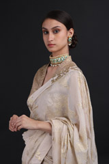 Cream Chiffon Printed SareeIMG_0014