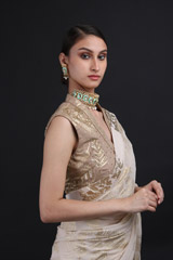 Cream Chiffon Printed SareeIMG_0015