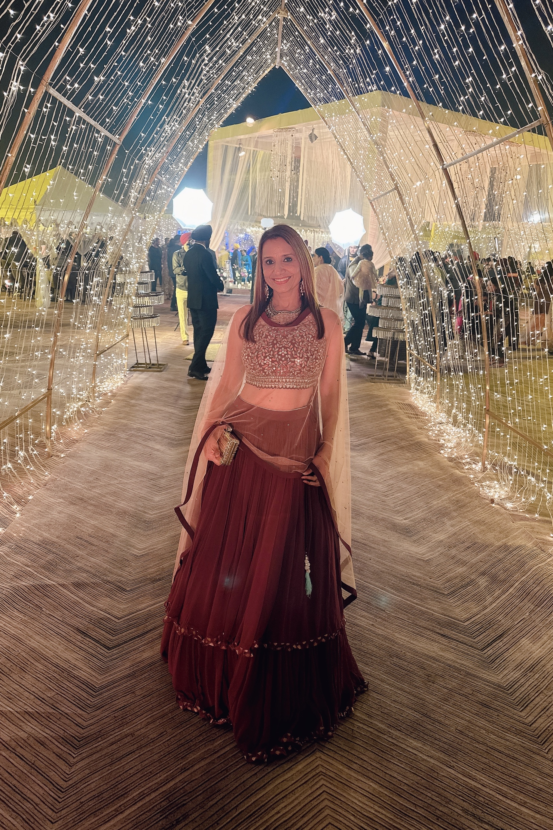 Wine Mirage Tiered Lehenga Set1