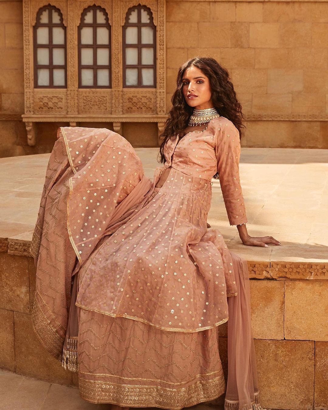 Salmon Kurta Lehenga Set4