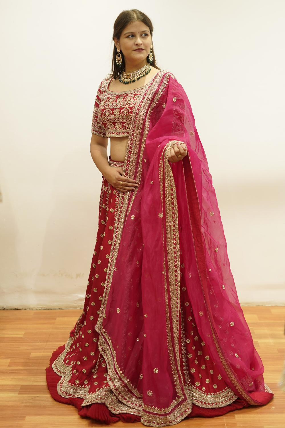 Rani Rosette Pink Bridal Lehenga3