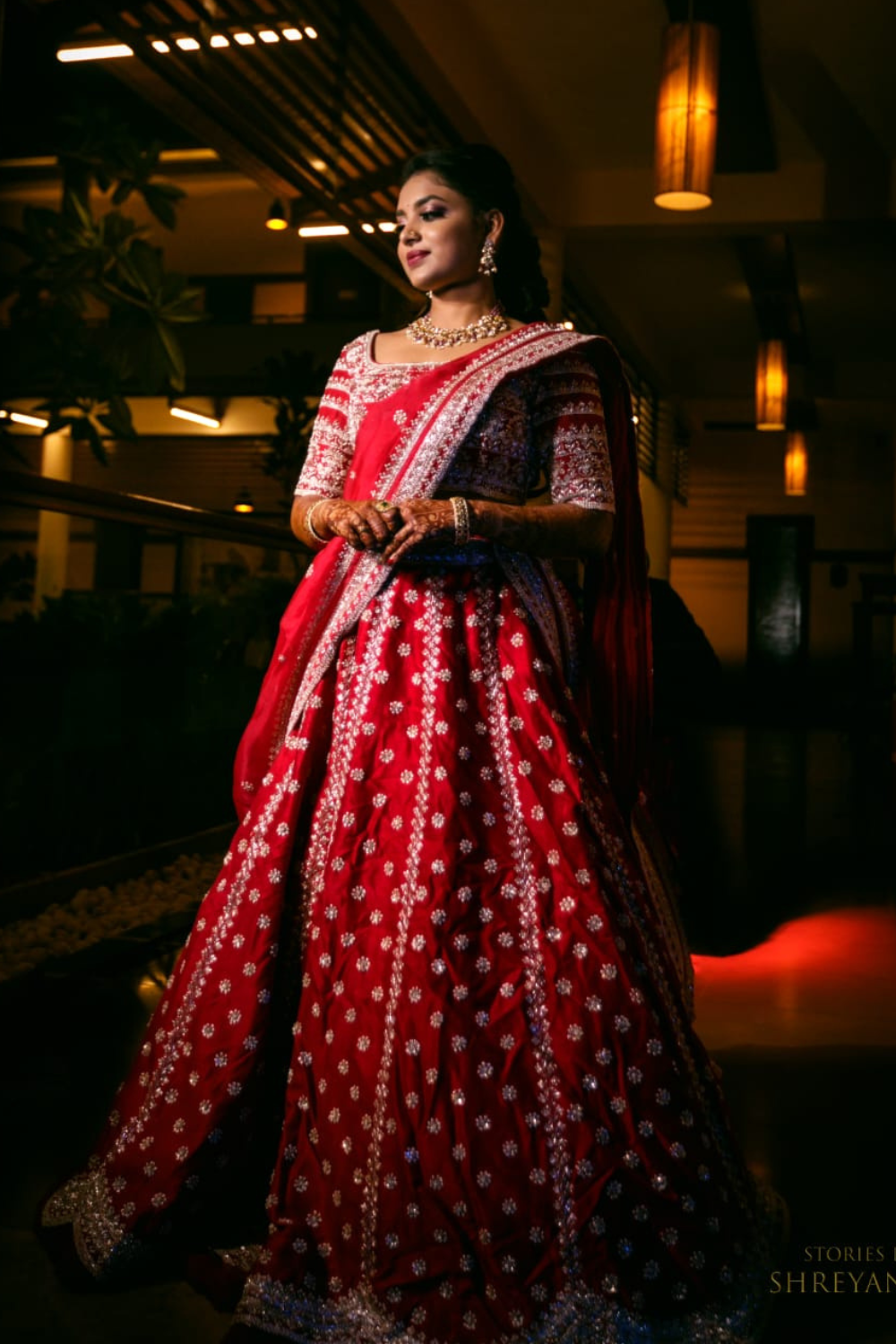 Red Embellished Lehenga Set