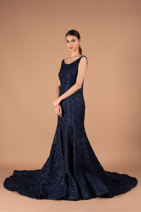 blue fish cut dress Gown by Aparna S | Rent or Buy Mini Pearl Back Body 40OFF These traditional pieces with Hardware:Nickel