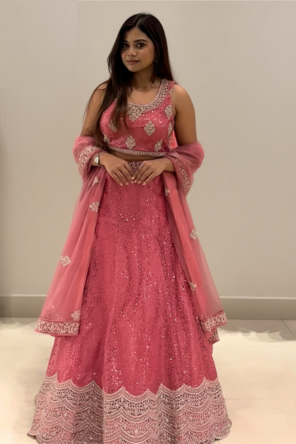 Pink Lehenga Set With Sequin Embellishment5