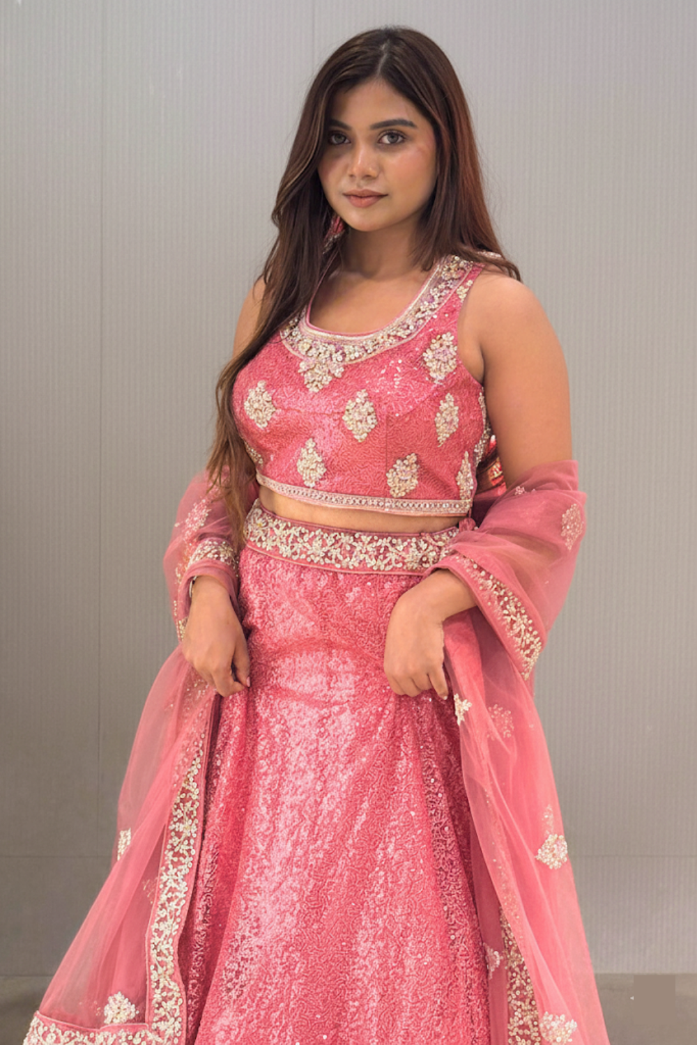 Pink Lehenga Set With Sequin Embellishment6