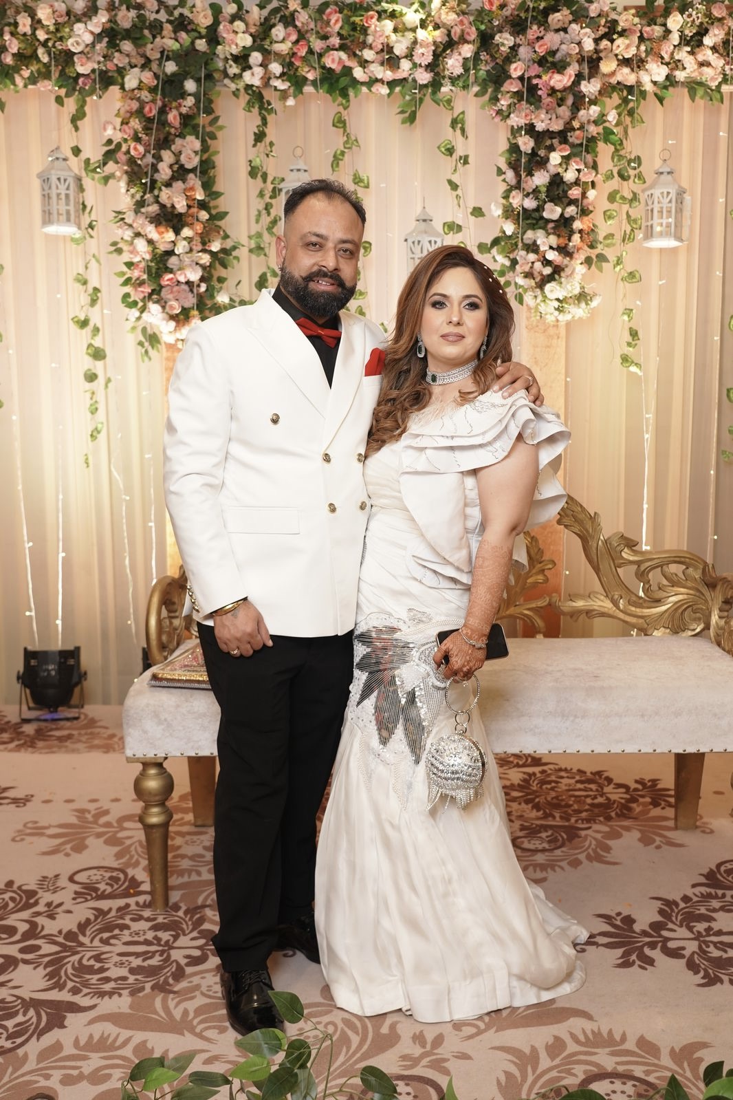 White Fish-Cut Sequin Embellished Gown2