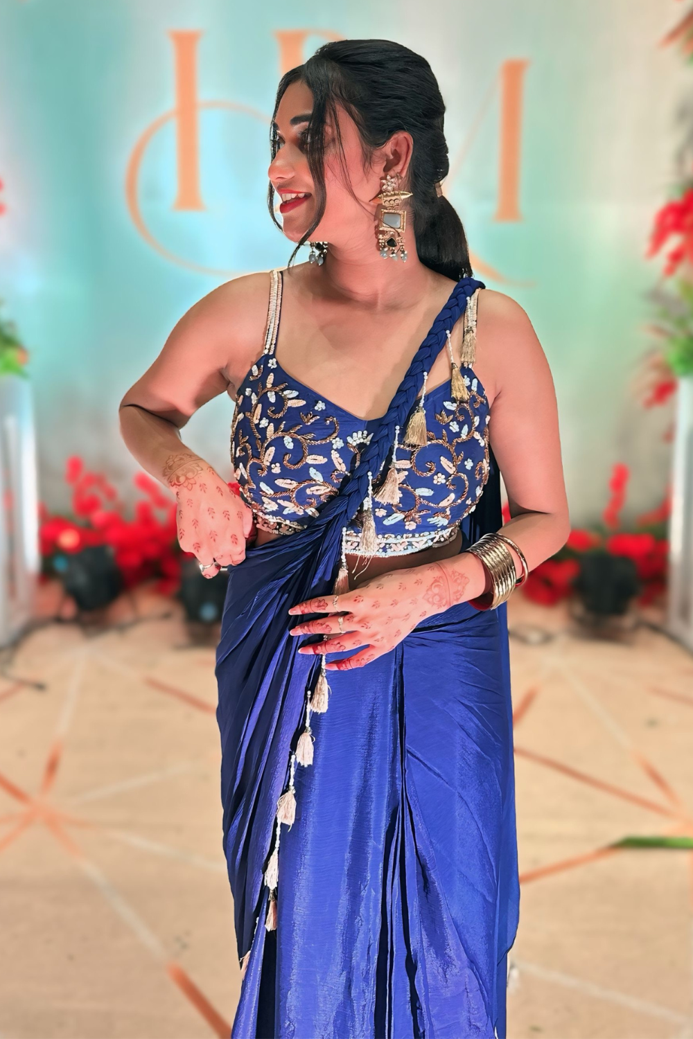 Violet Pre- draped Saree