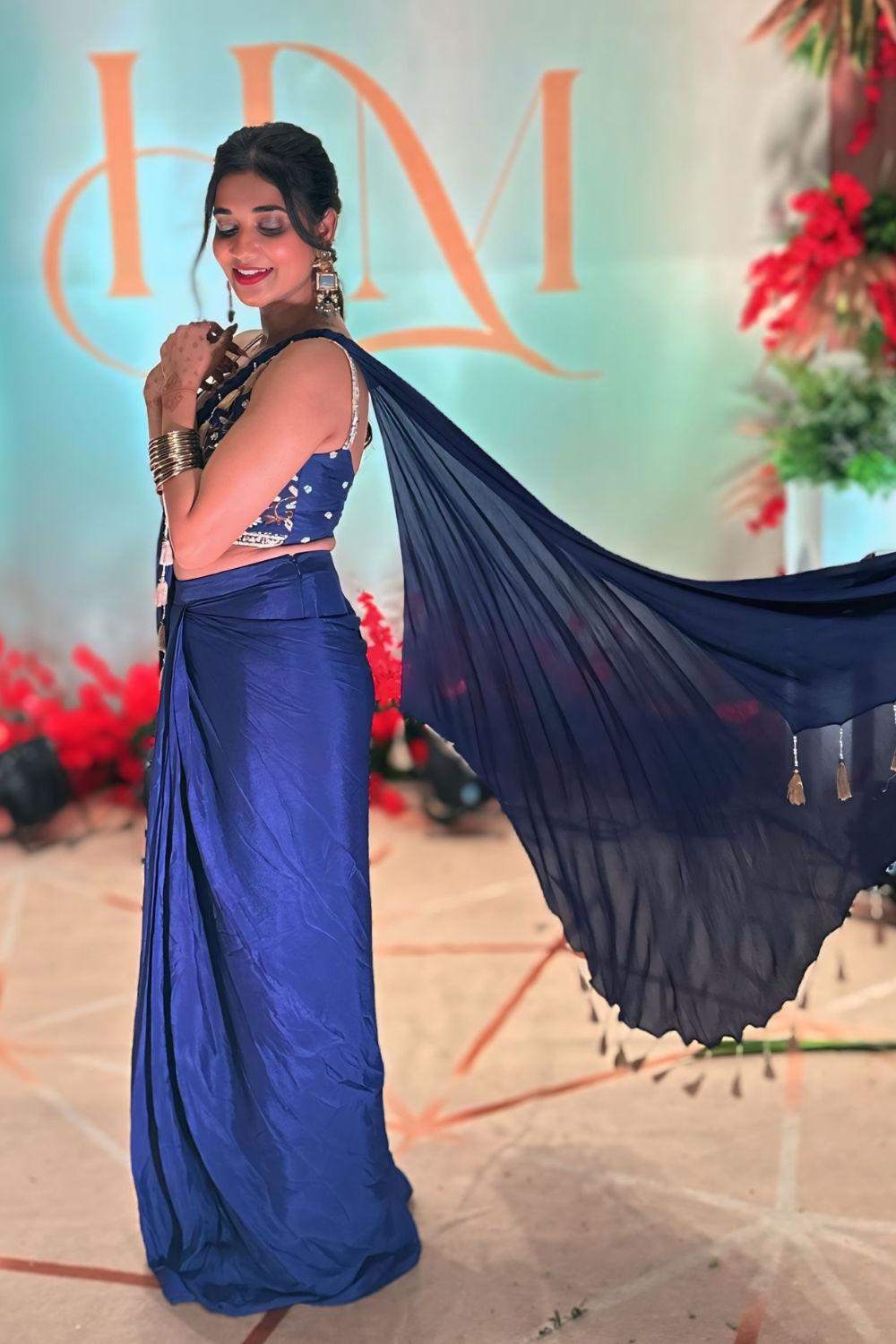 Midnight Sapphire Pre-Draped Saree2